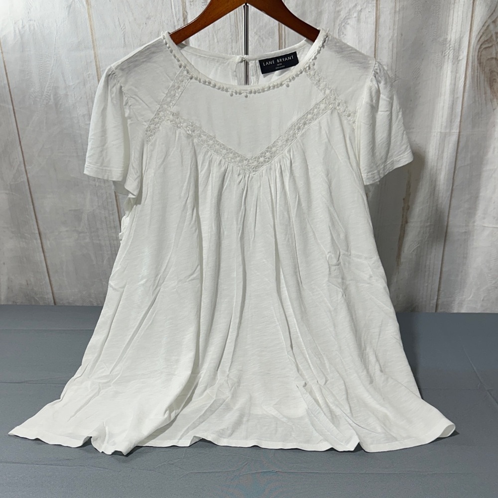 Lane Bryant White Short Sleeve Blouse
